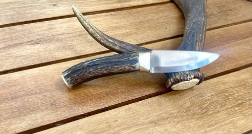 Jagdmesser , Karesuando SS 80, Hirschhorn Griff, mit Lederscheide - Bild 5 von 6