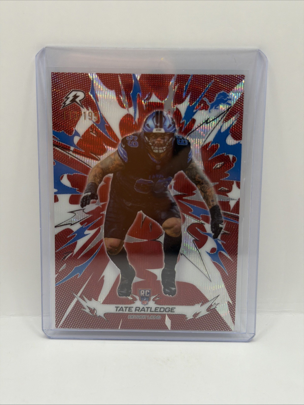 2025 Topps Resurgence Tate Ratledge RC Crimson Surge 153/199 #131 Lions