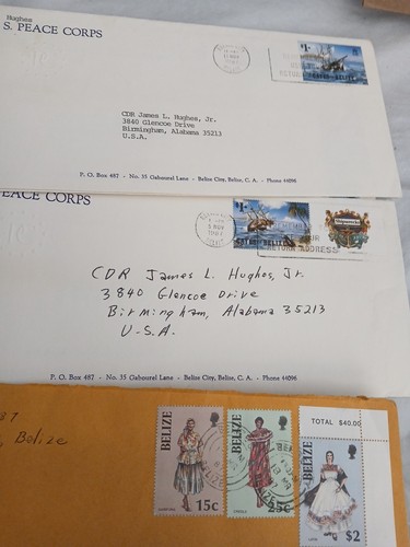 Lot 25 Envelopes Cancelled Belize Stamps 80's