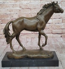 Equestrian Statue, Large Bronze Sculpture, Arabian Black Stallion Horse Figurine