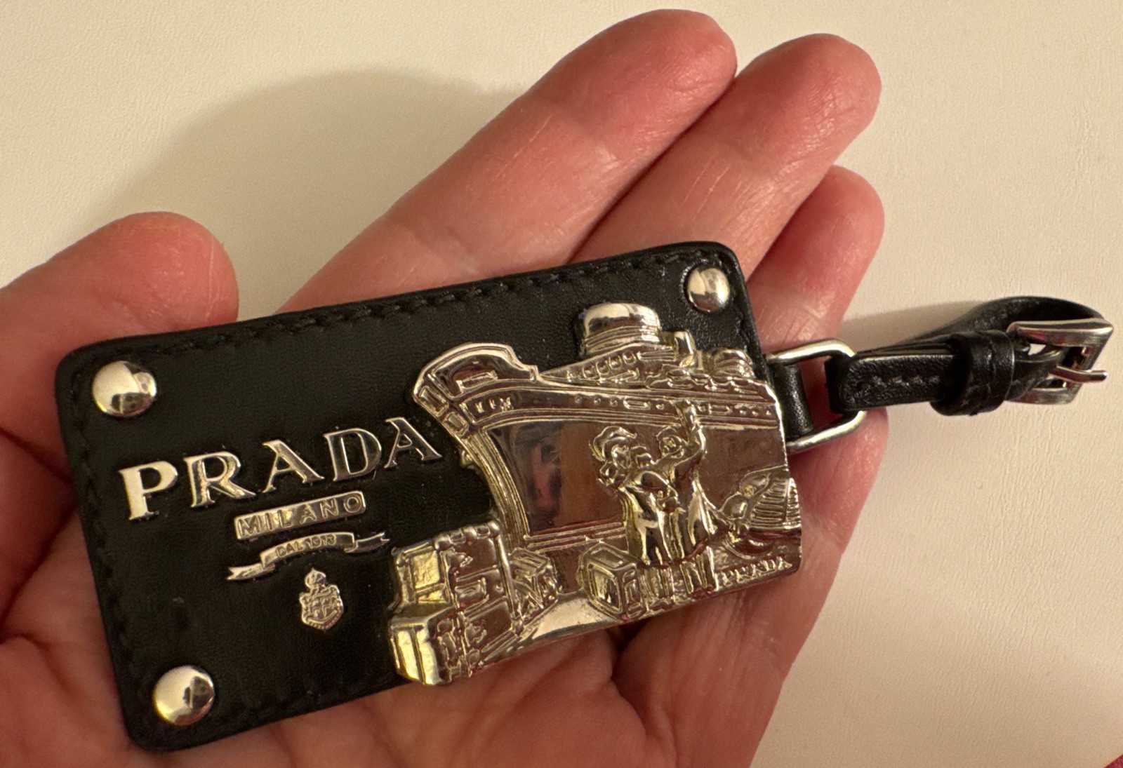 PRADA Leather Ship Bag Charm