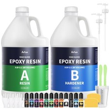 Epoxy Resin 1 Gallon Kit 0.5 Gal 2 , Crystal Clear Art Resin, Strong Anti-Ye...