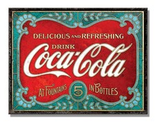 Coca Cola Coke 5 Cents Fountains Bottles 8" x 10" Tin Metal Sign Made In The USA