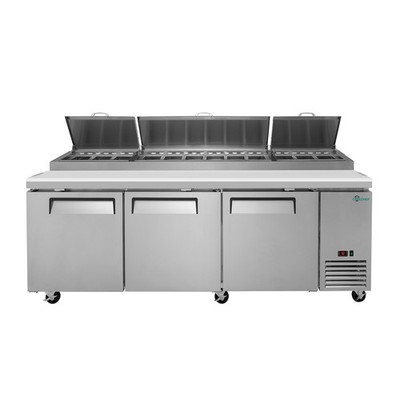 Commercial 93'' Refrigerated Pizza Prep Table 3 Door Stainless Steel 31 cu.ft.