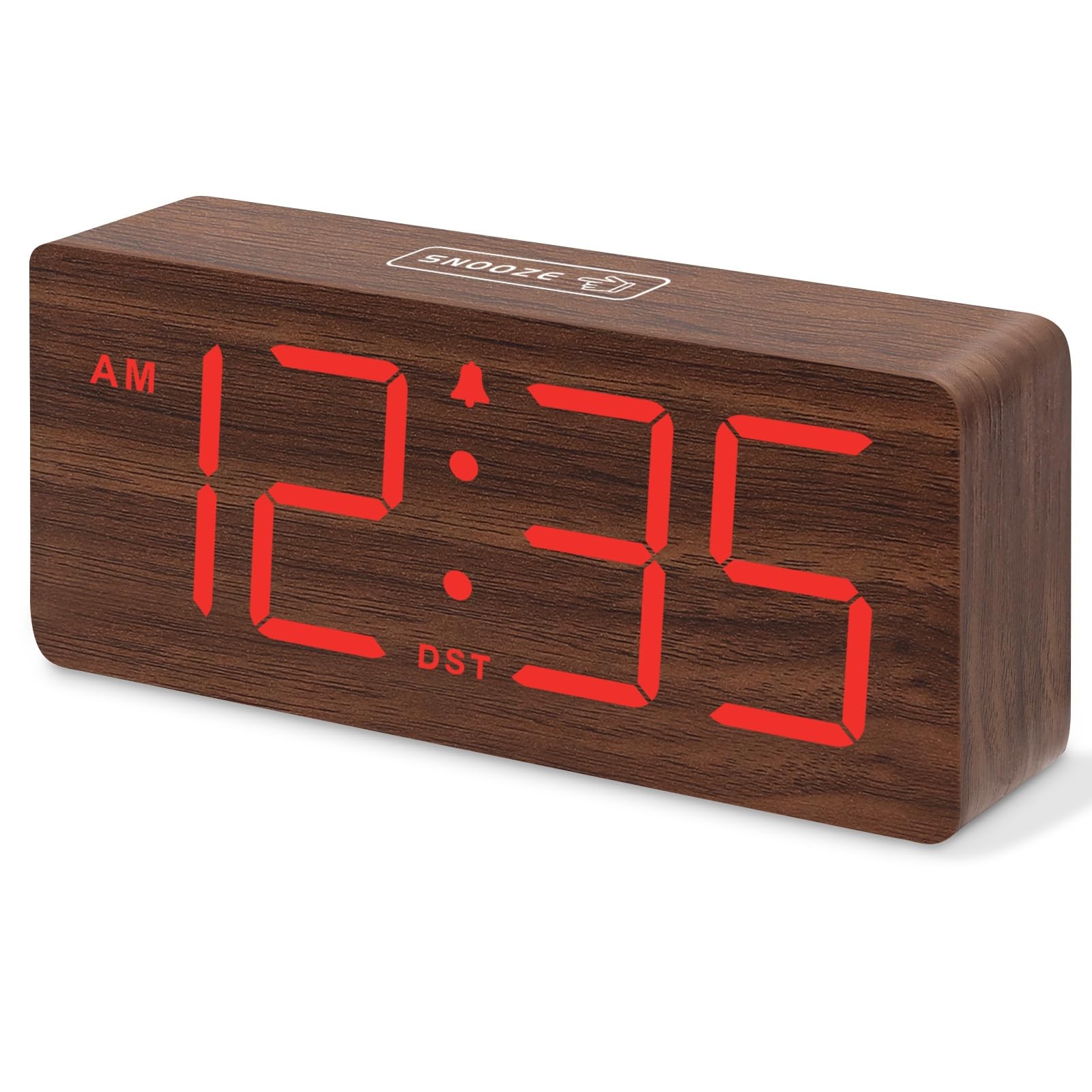 Wooden Digital Alarm Clock for Bedroom Desk Clocks with Large Numbers for L featured image