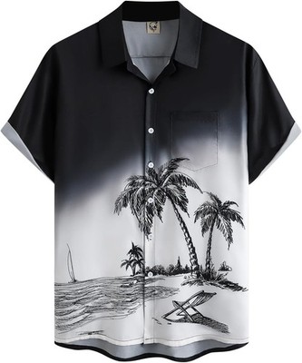 Men's Hawaiian Shirt Short Sleeves Coconut Printed Button Down