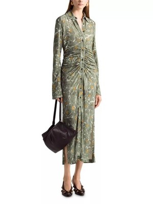 1395$ Altuzarra Claudia Floral Button Front Dress Size 36 FR (4 US) DARK GREEN