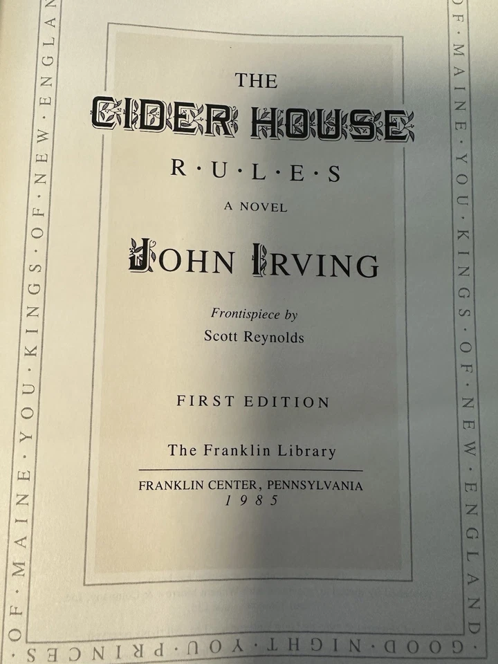 Franklin Library Cider House Rules - John Irving   SIGNED 1st Edition - Image 2 of 4