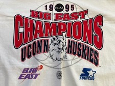 Vintage 1995 UConn Huskies Starter T Shirt Size XL White Big East Champions USA