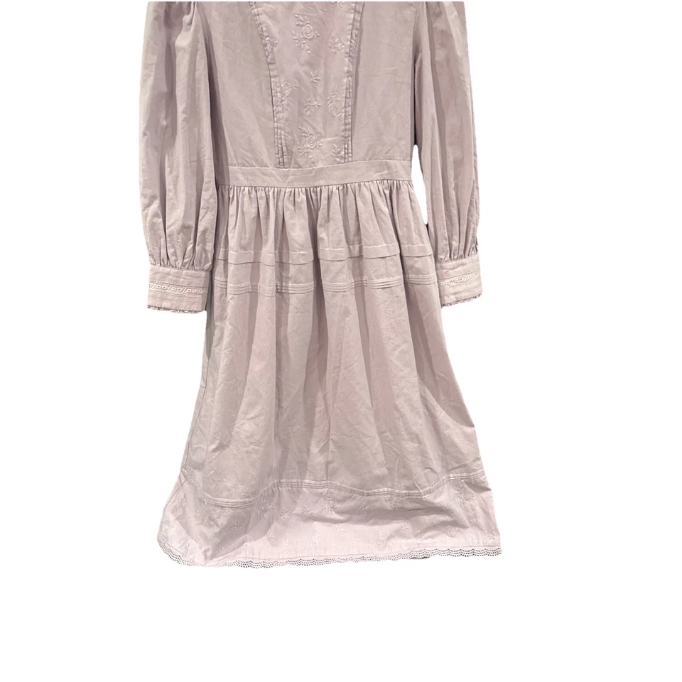 Simple Retro Dress Cottage Prairie Embroidered Lilac Lace Vintage Inspired Sz S - Image 3 of 4