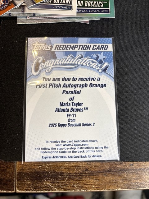 2026 Topps Series 2 Maria Taylor First Pitch Orange  Auto Redemption /25 Braves