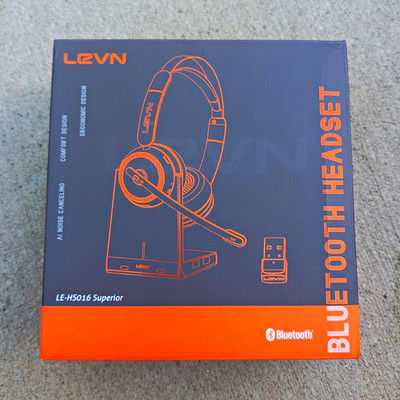 LEVN LE-HS016 Superior Bluetooth/USB Wireless Headset Boom Mic Black