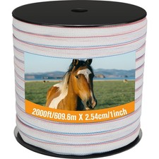 Fence Tape 1 Inch x 2000 ft Livestock Electric Polytape Wowangce Roll Fencing