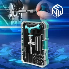 19-In-1 Tool Set T-handle Screwdriver Set With 15pcs CRV Bits Storage Case Blue