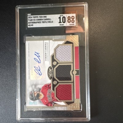 Topps Tier One Corbin Carroll Auto Triple Relic #45/49 SGC 10 Diamondbacks