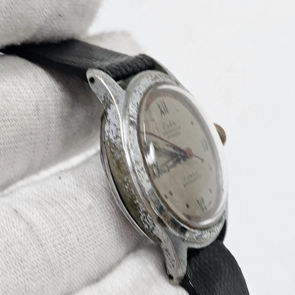 ESKA VINTAGE ATORNILLADO ACERO 17J CUERDA MANUAL HERMOSA ESFERA ROMANA 2 TONOS Foto 4 de 4