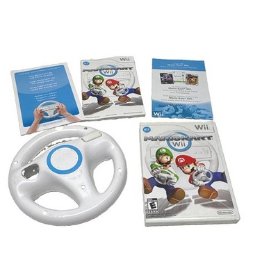 Nintendo Mario Kart Wii (2008) Clean Disc/ Tested Game w/ Manual & Wii Wheel