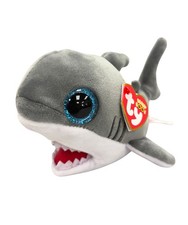 Ty Beanie Boos - Finnegan the Gray Shark, Glitter Eyes, MWMT Stuffed Animal Toy