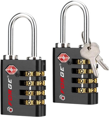 Forge Dual-Opening: Key or Combination Access Lock, TSA Approved 2 Pk, Black 