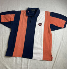 Vintage 90s Y2K Auburn Tigers NCAA Graham Blue Orange Mens L Striped Polo Shirt