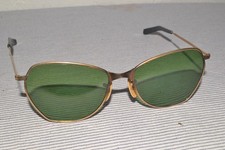 Vtg 1960s American Optical Metal Frame Cat Eye Sunglasses Green Plastic Lens