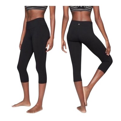 Athleta Chaturanga Capri Leggings in Solid Black Size Large