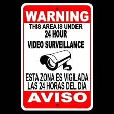 CCTV Security Audio Video Surveillance Camera 8" x 12"Sign English/Spanish SS04