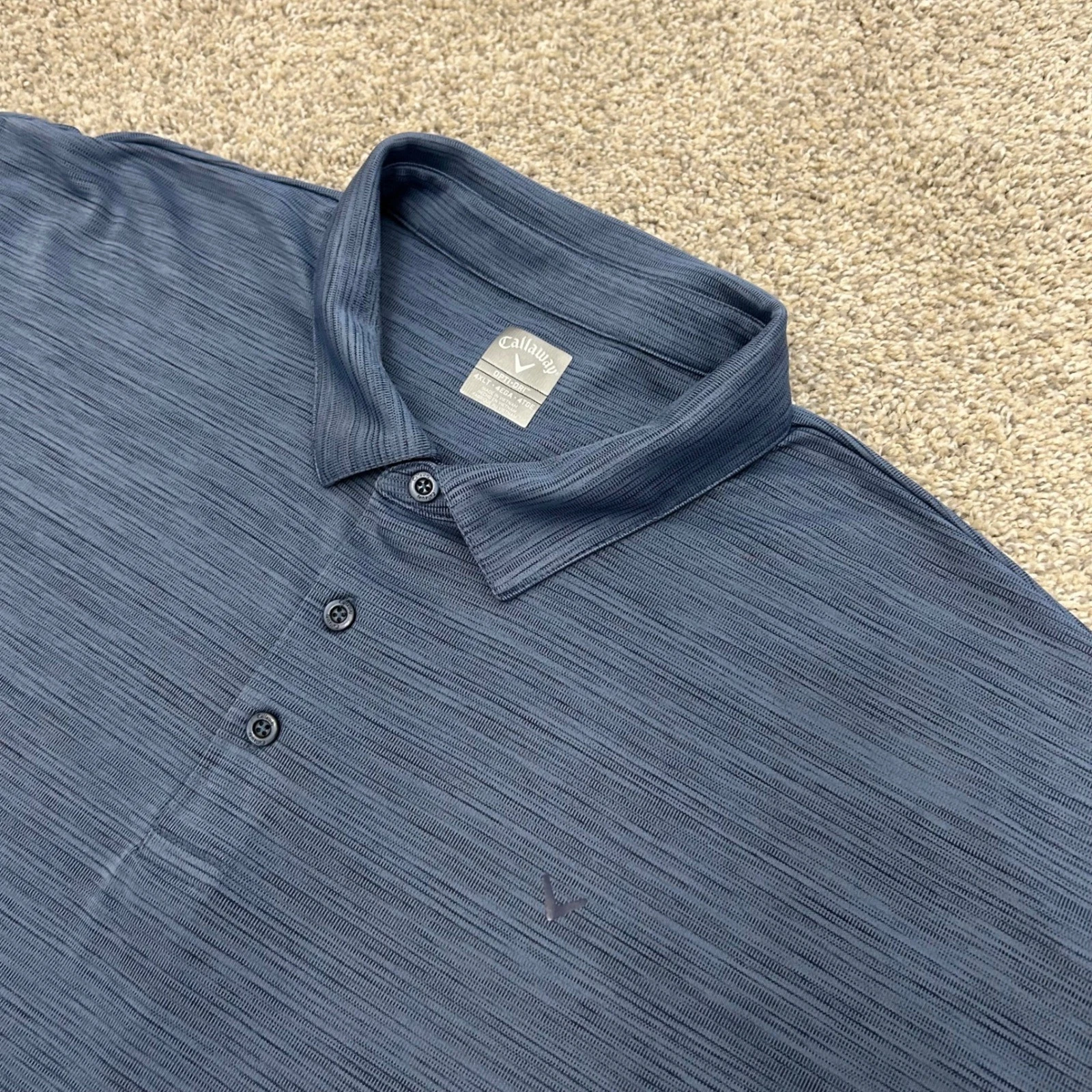 Callaway Golf Polo 4XLT Blue Opti-Dri Textured Short Sleeve Shirt