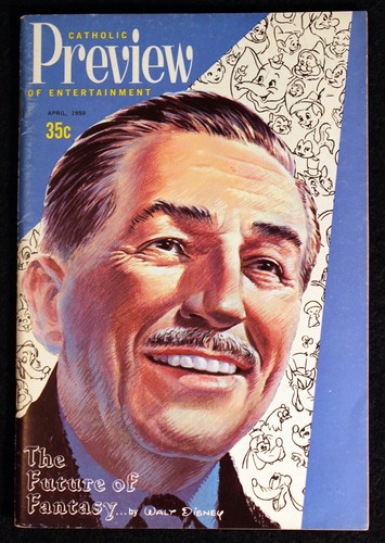 Walt Disney 1959 Rare Cover Art Catholic Preview of Entertainment Magazine