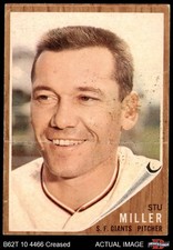 1962 Topps #155 Stu Miller Normal Tint Giants COMMON VARIATION 3 - VG