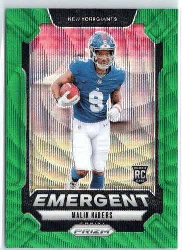 2024 Panini Prizm - Emergent Malik Nabers #6 Green Wave Prizm (RC)