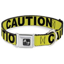 Buckle-Down 13-18" Caution Yellow/Black Dog Collar Bone, Wide Small