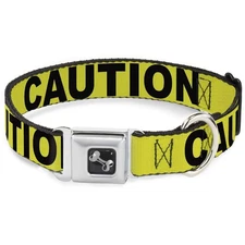 Buckle-Down 13-18" Caution Yellow/Black Dog Collar Bone, Wide Small
