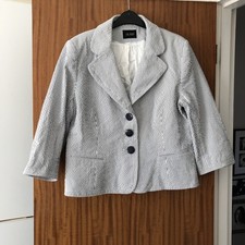 Hobbs Ladies Cotton White Striped Smart casual Wedding Guest Spring Jacket 18