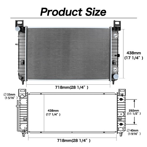 28'' Radiator for Chevy Silverado Tahoe Suburban GMC Sierra Yukon 4.3L 4.8L 5.3L - Foto 4 di 4