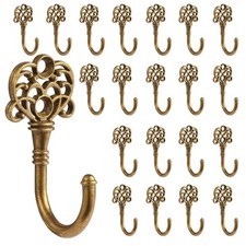 20 PCS Vintage Metal Wall Hooks, Bohemian Decorative Hook with Screws, Bronze