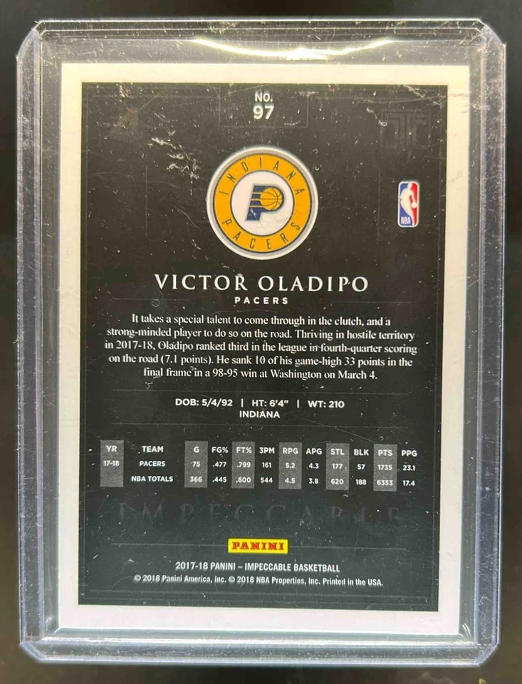 2017-18 Impeccable Victor Oladipo #72/99 Pacers - Image 2 of 2