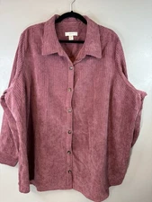 CJ Banks Plus Size Mauve Corduroy Button Up Blouse Size 3X (Generous)