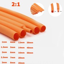 2:1 Orange Heat Shrink Tubing PE Electrical Sleeving Cable Wire Wrap 1mm - 50mm
