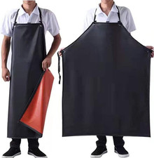 Waterproof Rubber Vinyl Black Work Apron 43 inch Adjustable Bib for Dishwashing
