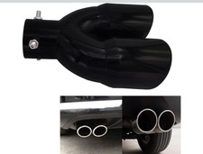 2.5 Inch 6.3cm Universal Dual Exhaust Tip Stainless Steel Muffler Black Straight