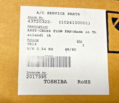 Toshiba Assy Cross Flow Fan Assembly 43T20322 A/C Spare Part 