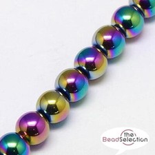 PREMIUM QUALITY RAINBOW ROUND HEMATITE BEADS 6mm 70 BEADS HEM21