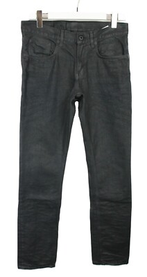 KUYICHI Rick Slim 138 Back in Black Jeans Men's W31/L32 Zip Fly Coated Look