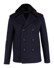 Balenciaga Double-breasted Coat In Navy Blue Wool Eu36