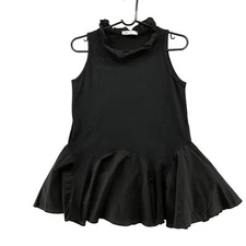 Korean Fashion Brand Black Ruffle High Neck Peplum Asymmetric Top Womens XS/S