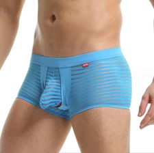 Men's Panties Ice Silk Sexy Underwear Men's Shorts With Lace Low-rise U Pouch 
