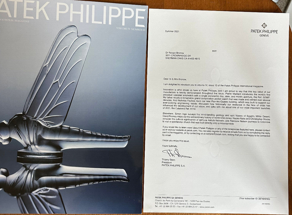 Patek Philippe International Vol 4 #10 w/letter