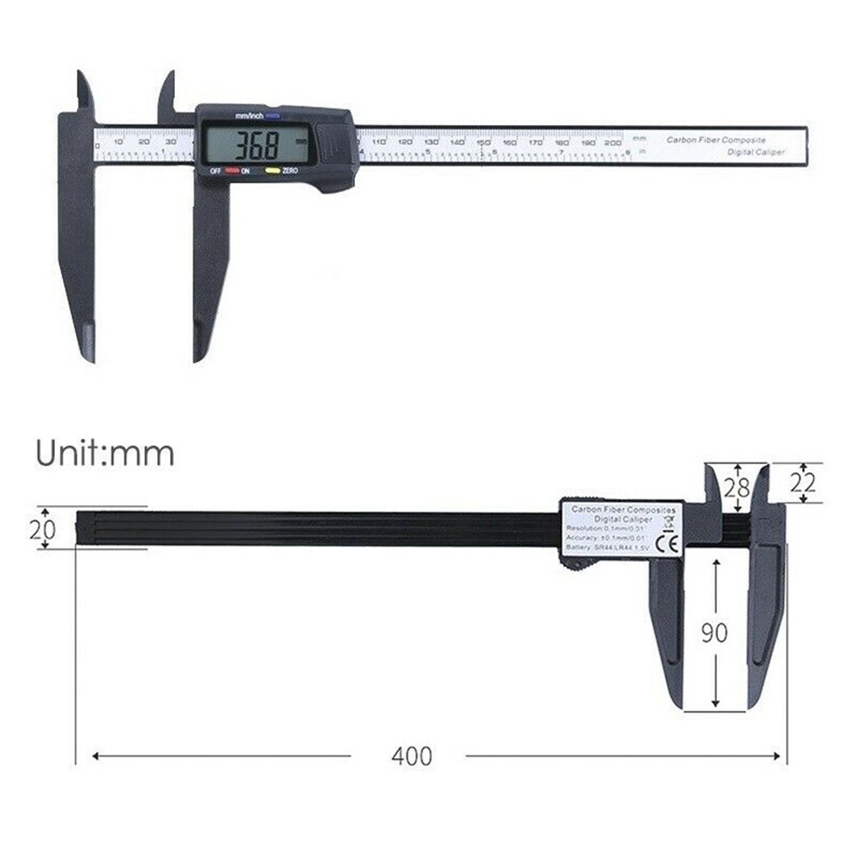 Righello In Carbonio Per Pinza Elettronica Digale Da 150mm/300mm Con Strumento Di Misurazione Della Ganascia Lunga Strumento Di Misurazione Del Calibro Righello Elettronico - Foto 8