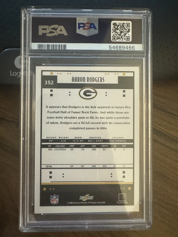 Aaron Rodgers 2005 Score Rookie Card RC PSA 8  New York Jets Packers! - Image 4 of 4